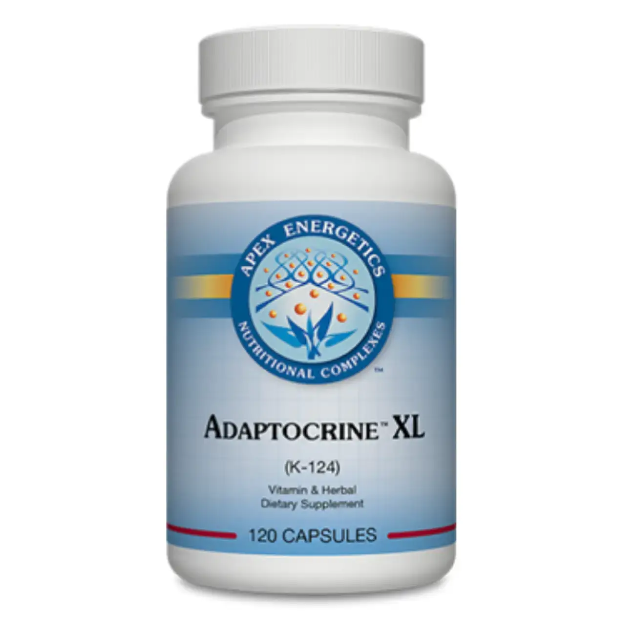 Apex Energetics Adaptocrine XL K-124 bottle with 120 capsules dietary supplement