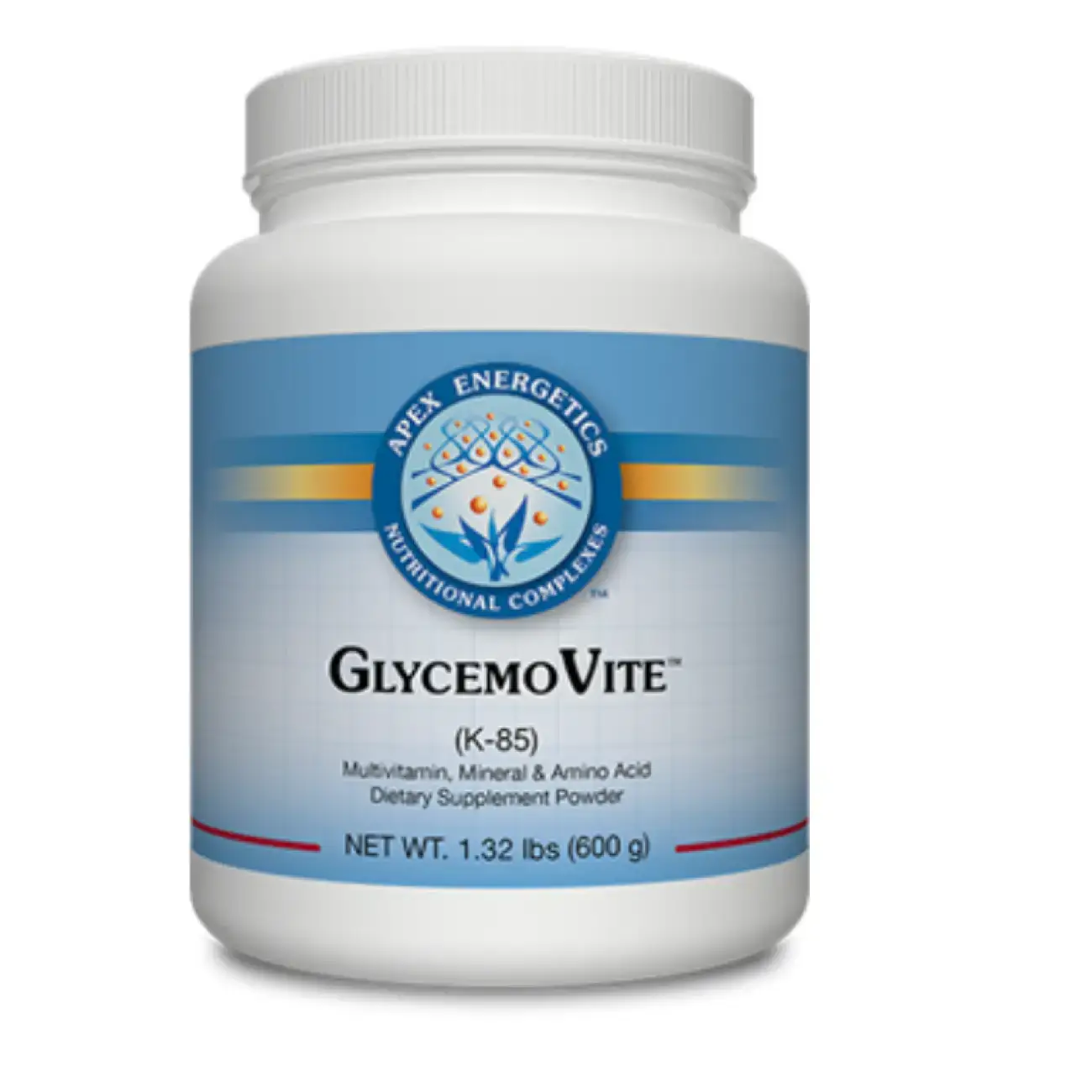 Apex Energetics GlycemoVite K-85 supplement powder container multivitamin mineral amino acid