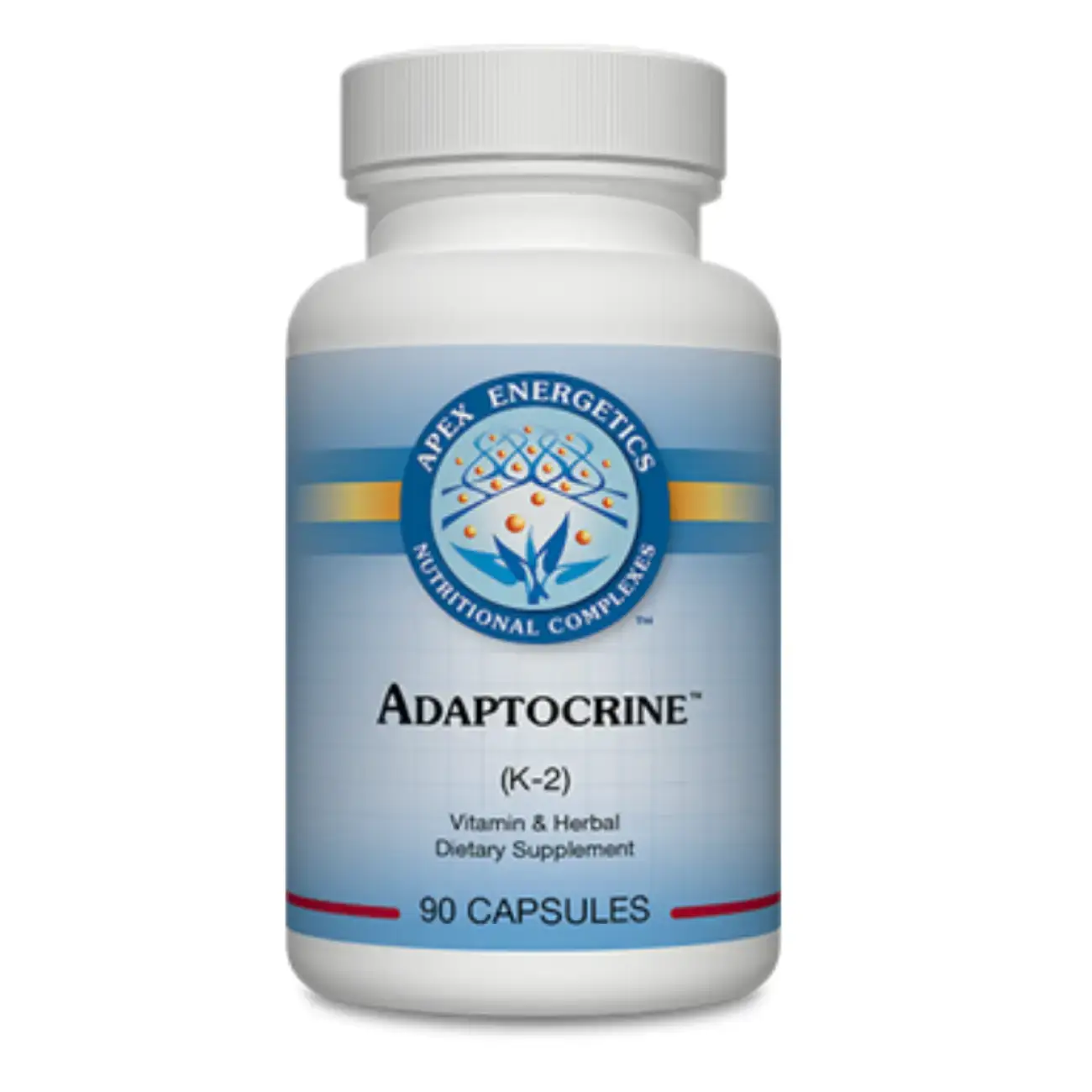 Apex Energetics K-2 Adaptocrine supplement bottle with 90 capsules dietary vitamin and herbal complex