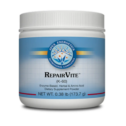 Apex Energetics RepairVite K-60 supplement enzyme-based herbal and amino acid dietary powder container
