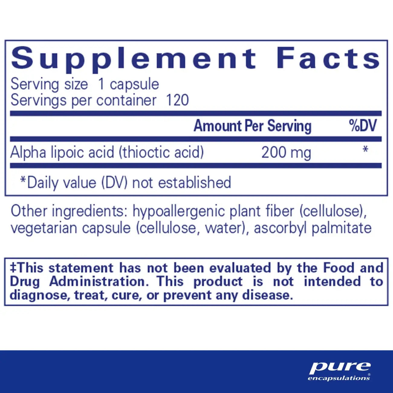 Pure Encapsulations Alpha Lipoic Acid 200 mg